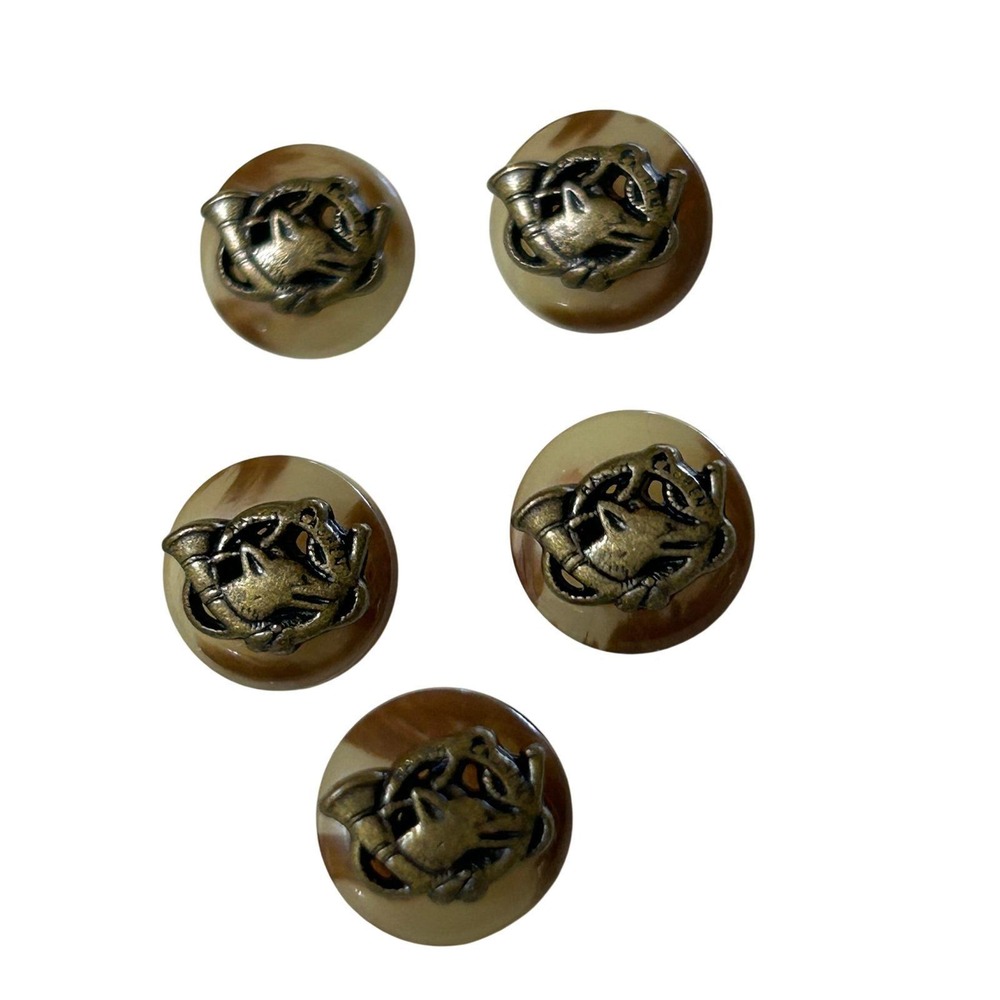 Vtg Ralph Lauren Foxhound Hunting Dog Horn Shank Buttons 1/2" 12.7mm Set of 5 - Picture 4 of 7